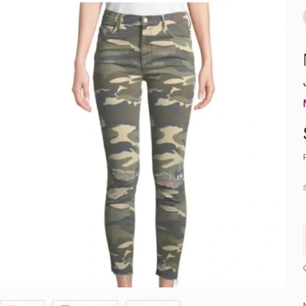 Mother High Waisted Looker Ankle Fray Camo Jeans sz27 - Picture 5 of 14